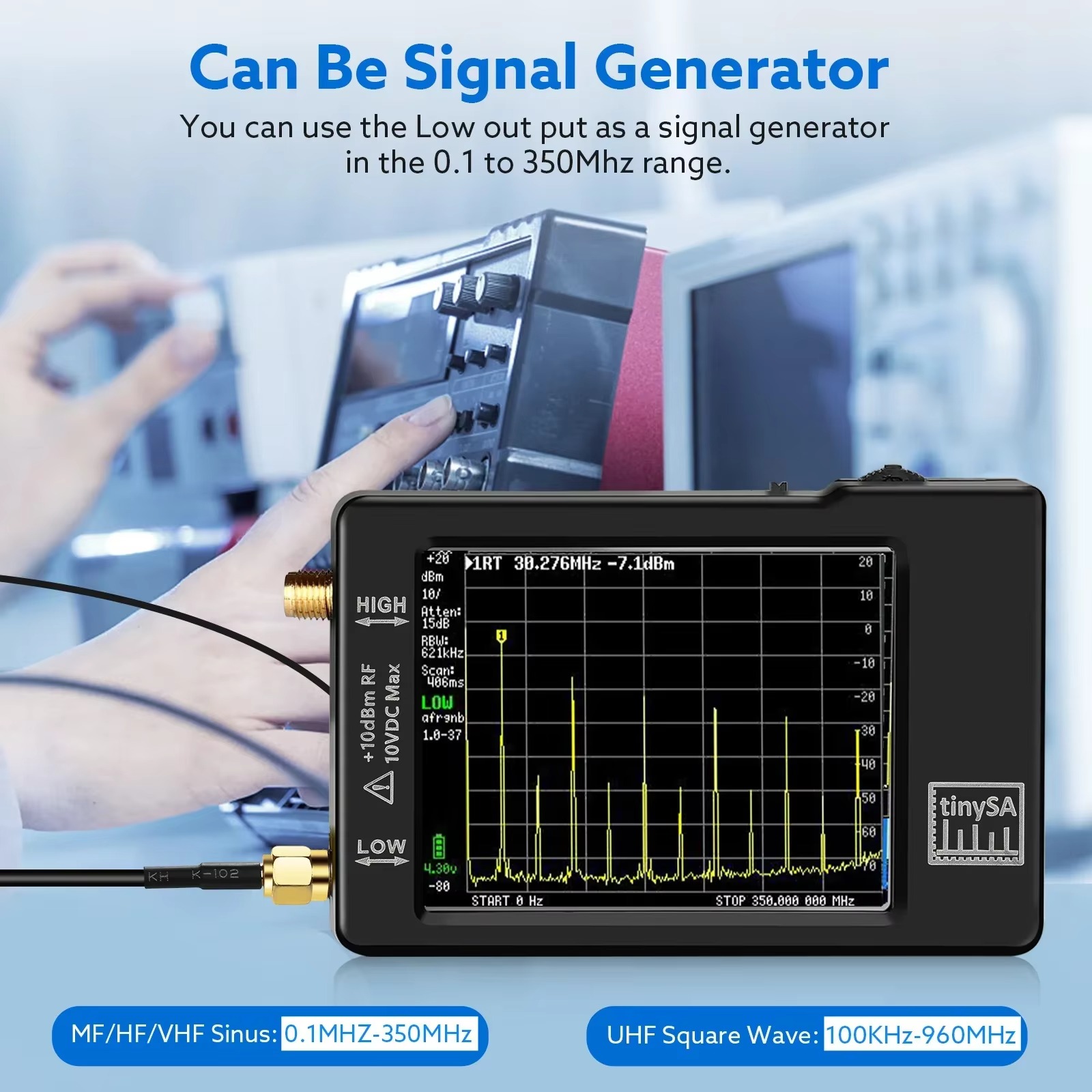 Signal Generator Spectrum Analyzer - Verbeterde Tiny Spectrum Analyzer TinySA 2.8'